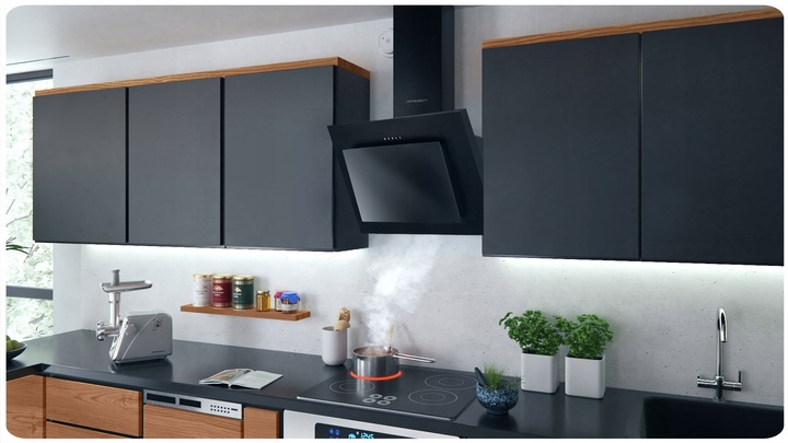 OKAP KUCHENNY KOMINOWY SZKŁO LED BERDSEN 60cm