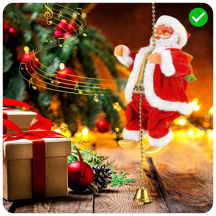 WSPINAJĄCY SIĘ MIKOŁAJ SANTACLIMB LED MUZYCZNY DEKORACJA ŚWIĄTECZNA