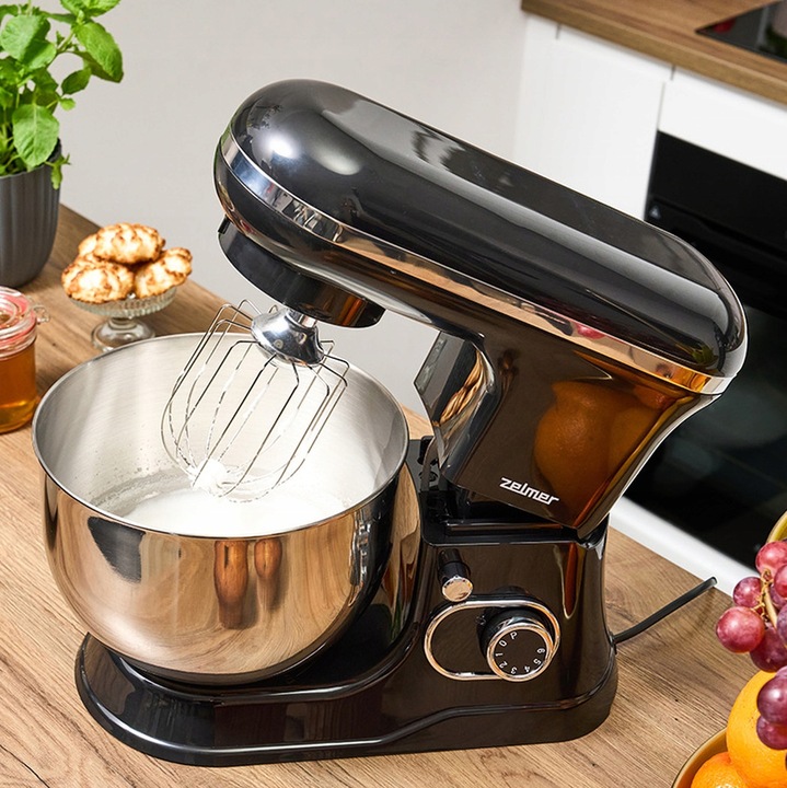 Robot planetarny Zelmer ZKR1355 1200W 6 prędkości 2 misy Smart mix Czarny