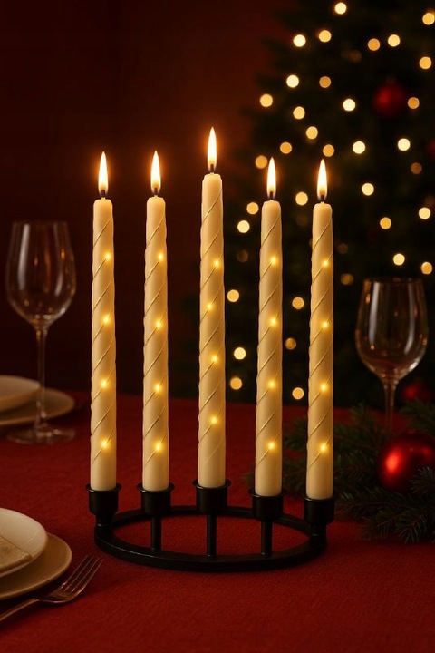 Świece stożkowe LED bezpłomieniowe stożkowe 27 cm na baterie 6 sztuk