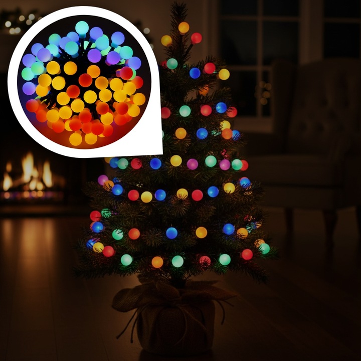 LAMPKI ŚWIĄTECZNE CHOINKOWE KULKI 200LED ZEWNĘTRZNE WEWNĘTRZNE MULTIKOLOR