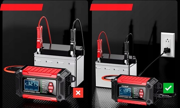 Prostownik Samochodowy do Akumulatorów 12V 6A AMG Tester Akumulatorów 2w1