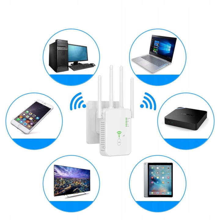 REPEATER WIFI WZMACNIACZ SYGNAŁU Dual Band 2,4Ghz/5Ghz AC1200 1200Mb/s