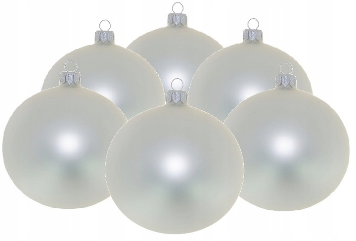 Bombki choinkowe szklane BIAŁY MAT perłowy 8 cm super efekt srebrzysty