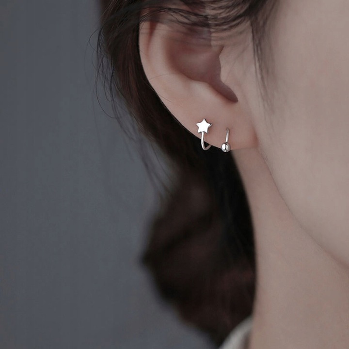 Kolczyki Srebrne PRÓBA 925 SREBRO z Gwiazda Sztyfty WKRĘTKI Damskie