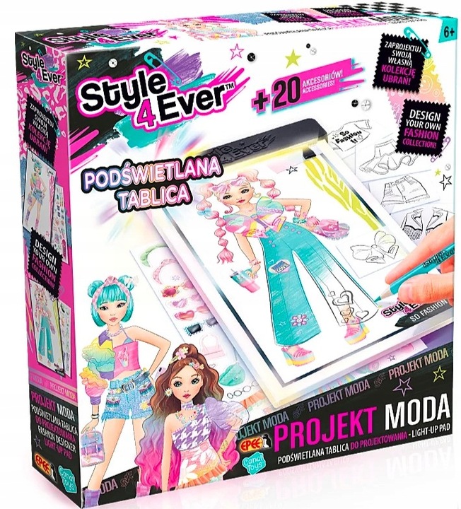 PROJEKT MODA ZESTAW KREATYWNY PODŚWIETLANA TABLICA DO PROJEKTOWANIA EPEE