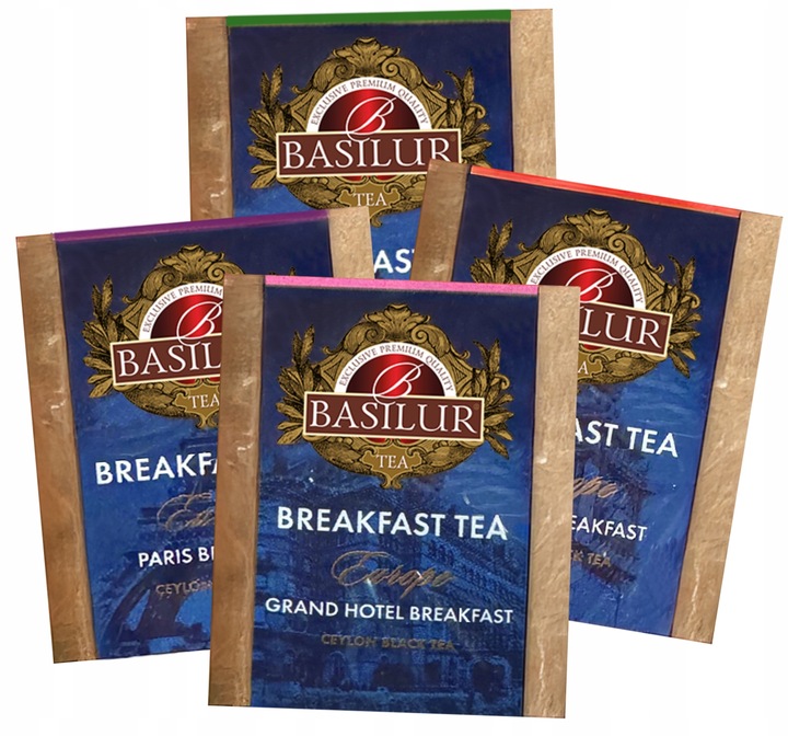 Basilur BREAKFAST EUROPE zestaw herbat 4 SMAKI na PREZENT puszka - 32 szt.