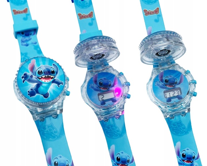 zegarek dziecięcy OBROTOWY dla dzieci LILO & STITCH + MUZYKA + ŚWIATŁO