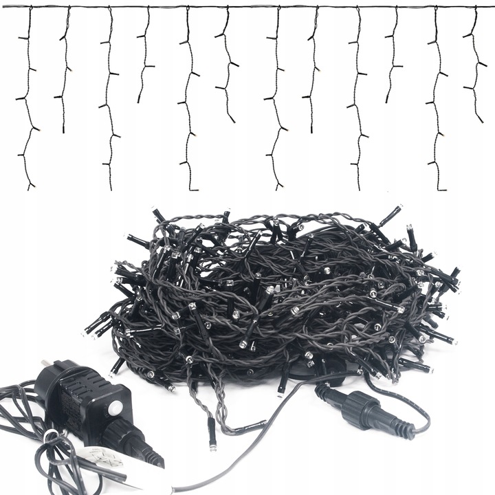 Lampki SOPLE LED 500 GĘSTE ZEWNĘTRZNE + Timer 8H + FLASH zimny biały 15m