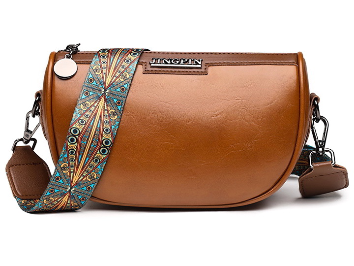 Torebka BRĄZOWA Klasyczna POJEMNA Damska Nerka na Ramię Pasek Wzorki