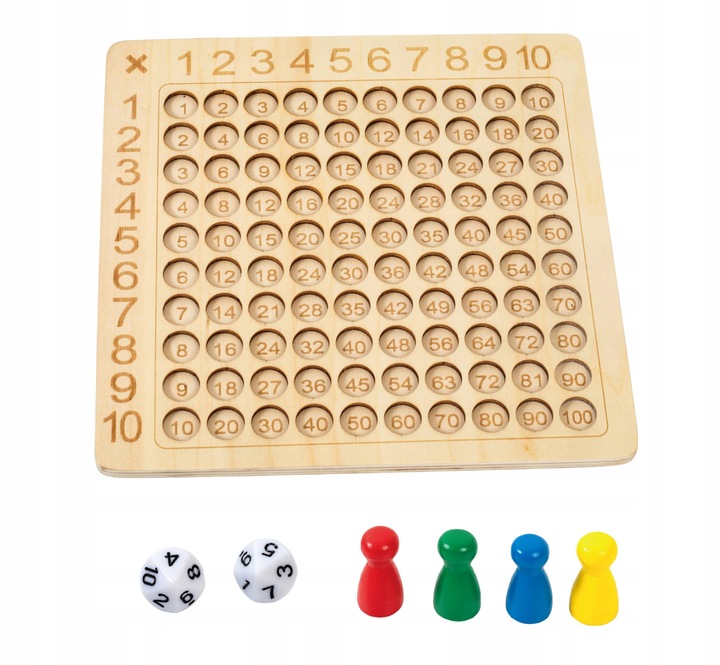 DREWNIANA TABLICZKA MNOŻENIA UKŁADANKA MONTESSORI LICZYDŁO