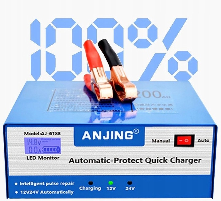 PROSTOWNIK SAMOCHODOWY DO AKUMULATORÓW 12V 24V 12A