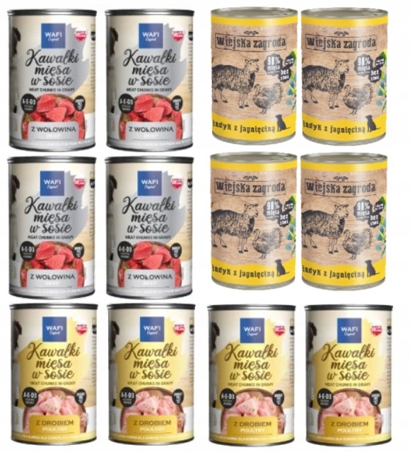 WIEJSKA ZAGRODA WAFI KARMA MOKRA MIX 12X400G