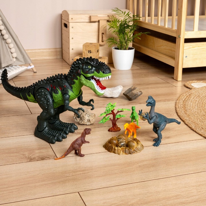 DINOZAUR T-REX INTERAKTYWNY ZIELONY FIGURKA RYCZĄCY CHODZĄCY ZNOSI JAJKA XL