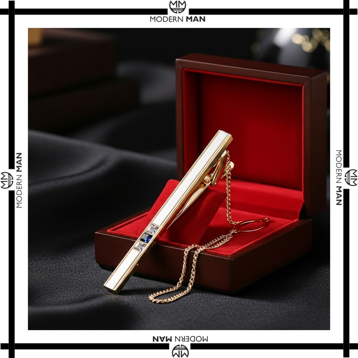 Spinka do krawata + PUDEŁKO złota klasyczna modna prezent dla Niego