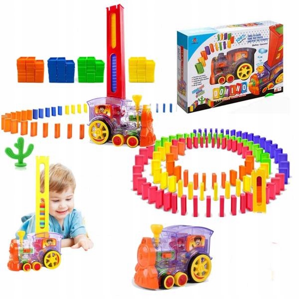 Lokomotywa pociąg domino układanka z ciuchcią automat do układania klocków