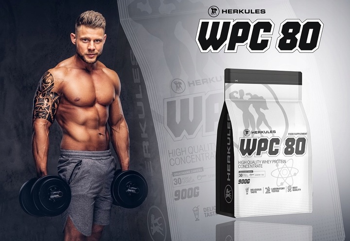 HERKULES WPC 80 900g BIAŁKO SERWATKOWE GLUTAMINA REGENERACJA WHEY PROTEIN
