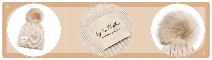 Majka Czapka Damska Z Pomponem Jesienna Zimowa