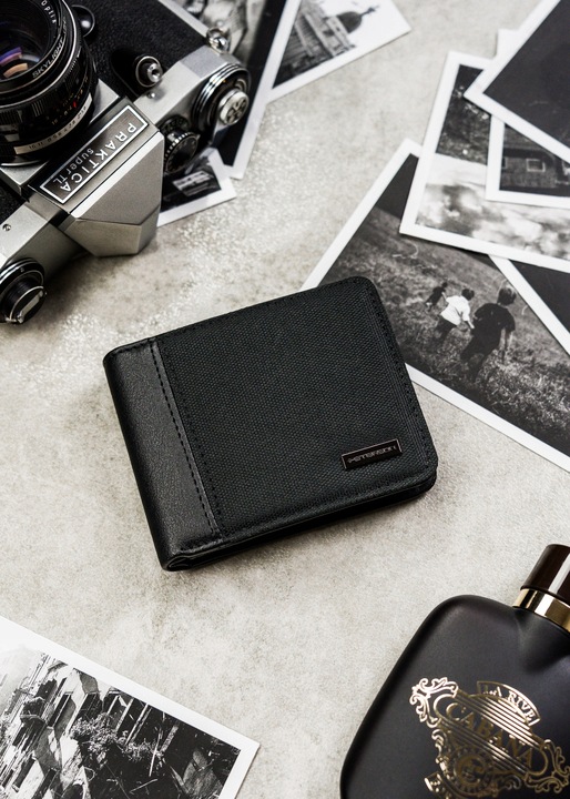 Portfel męski ze skóry eko Peterson z ochroną RFID STOP na gotówkę karty