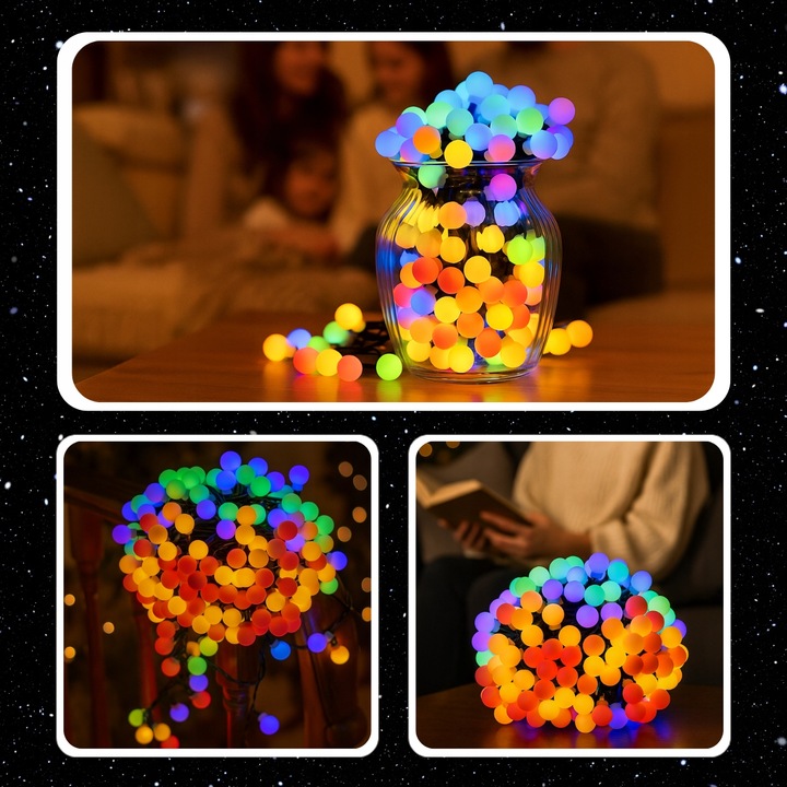 LAMPKI ŚWIĄTECZNE CHOINKOWE KULKI 200LED ZEWNĘTRZNE WEWNĘTRZNE MULTIKOLOR