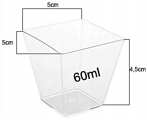 50XPucharki PIRAMIDA 60ml+łyżeczki 50szt NA PRZEKĄSKI POJEMNIKI NA DESERY