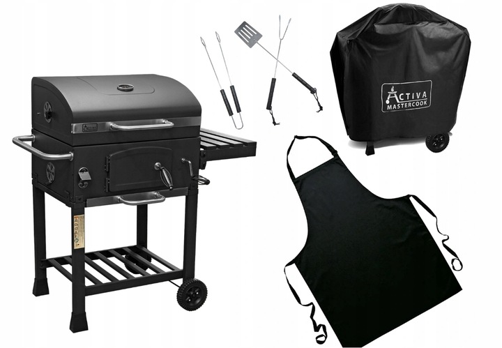 GRILL WĘGLOWY ŻELIWNY ACTIVA ANGULAR 4w1 GRATISY RUSZT ŻELIWNY DUŻY