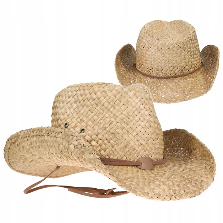 KAPELUSZ KOWBOJSKI SŁOMIANY SŁOMKOWY ze Sznurkiem MFH FOX OUTDOOR BROWN