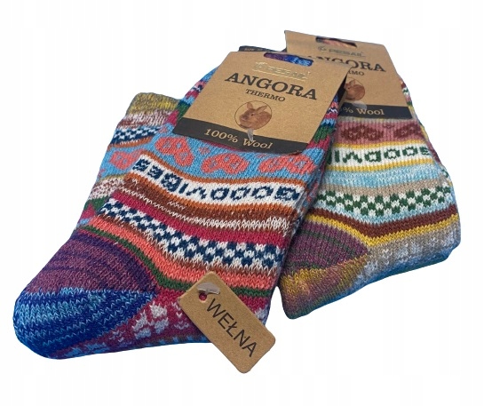 4x ZIMOWE CIEPŁE SKARPETY WEŁNIANE ANGORA PREZENT świąteczne POD CHOINKE