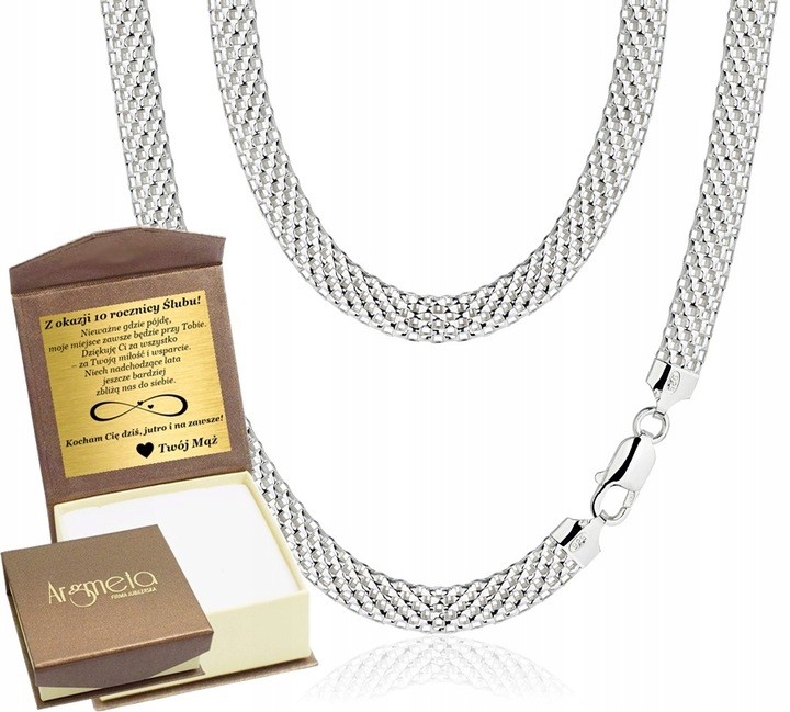 Naszyjnik Srebrny Damski Tub Ażurowy 6,00 mm Szeroki pr 925 Grawer Gratis