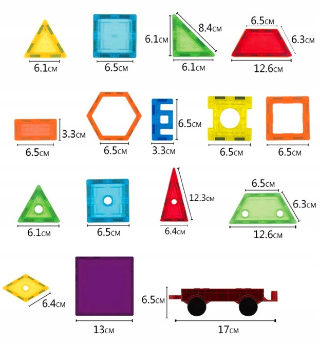 Klocki Magnetyczne DUŻE 3D Konstrukcyjne Magnetic Tiles Zestaw 70 elementów