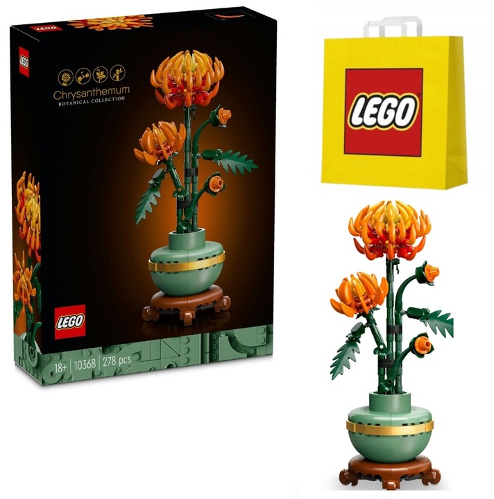 KLOCKI LEGO ICONS 10368 CHRYZANTEMA KWIATY BUKIET PREZENT DLA NIEJ + TORBA