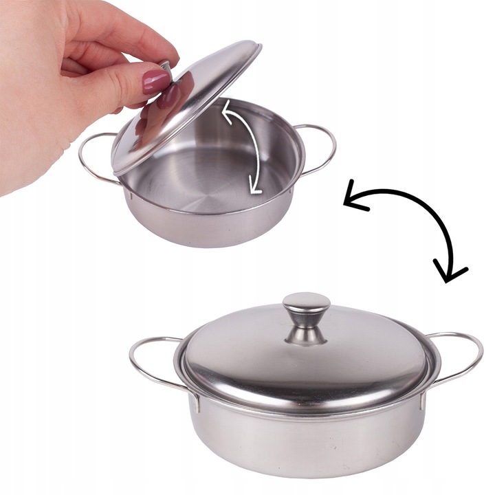 ZESTAW KUCHENNY KUCHARKI DO GOTOWANIA METALOWE GARNKI FARTUSZEK DLA DZIECI