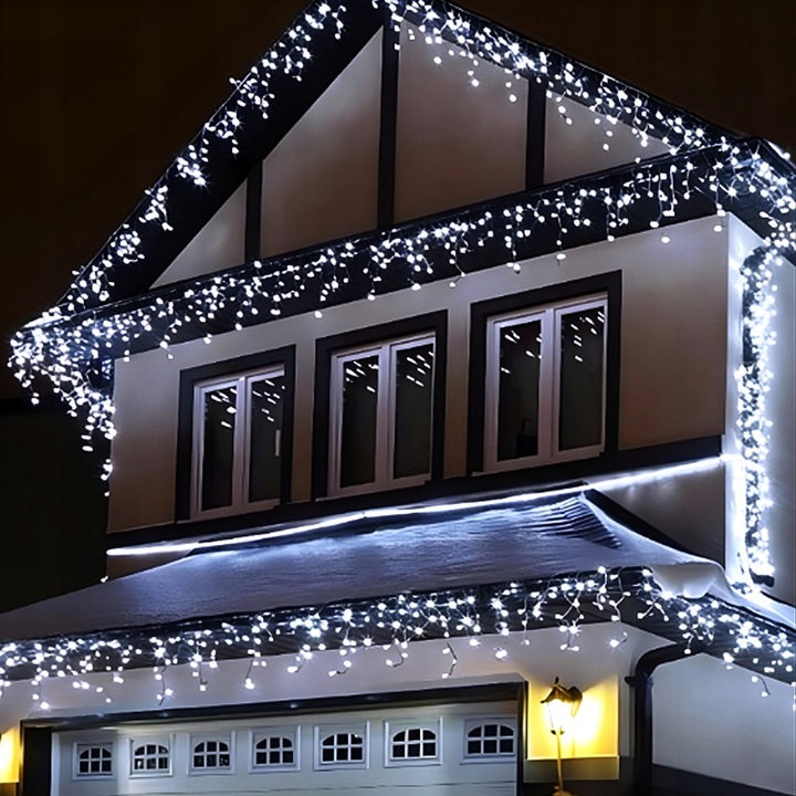 LAMPKI SOPLE 500 LED KURTYNA 13,2M ZEWNĘTRZNE WEWNĘTRZNE zimny biały