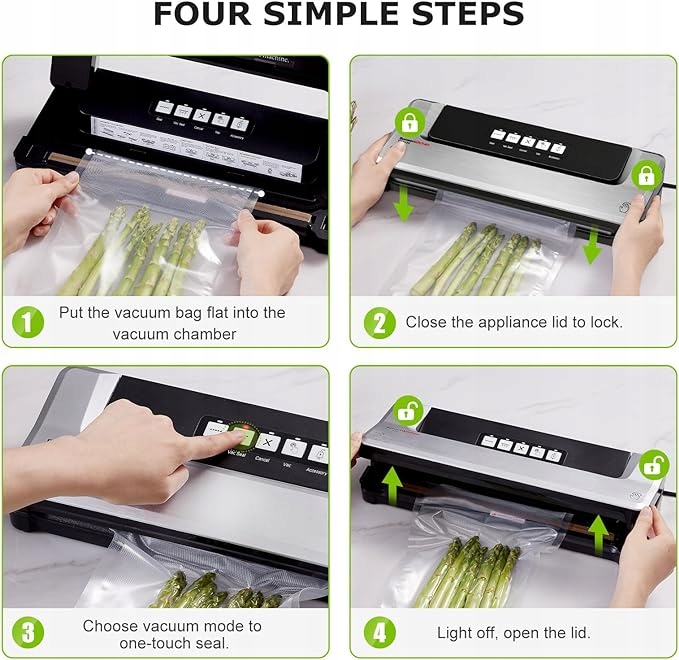 Bonsenkitchen Zgrzewarka Próżniowa do Żywności, Funkcja 5 w 1 SREBRNA