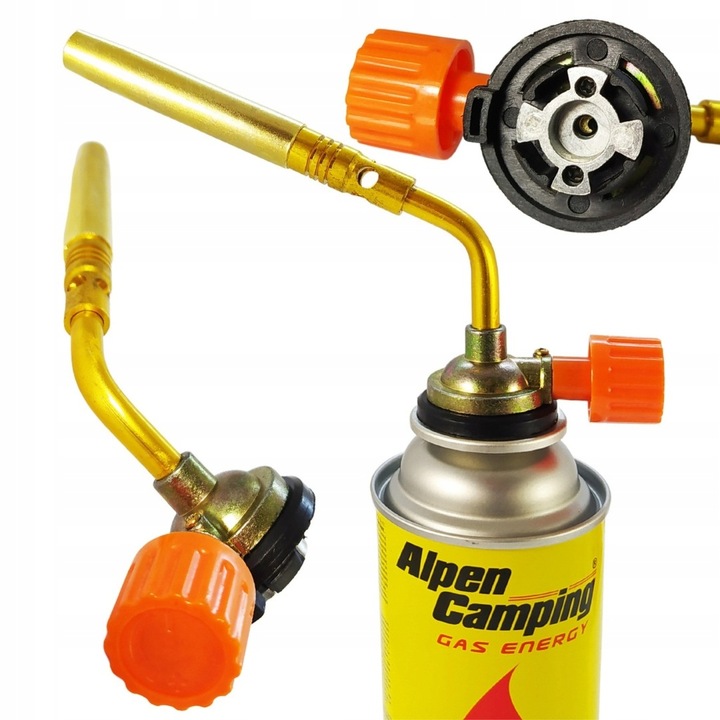 PALNIK MOSIĘŻNY DO PAPY GAZOWY LUTLAMPA ZŁOTY 4 x Kartusze Alpen Camping