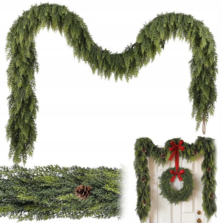 GIRLANDA CEDROWA ŚWIĄTECZNA 180CM ZIELONA DO DOMU I RESTAURACJI