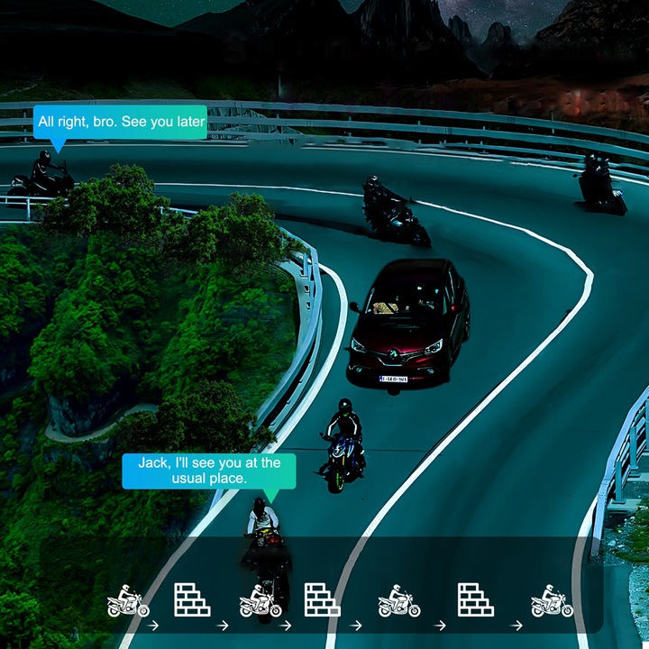 INTERKOM MOTOCYKLOWY EJEAS Q8 DO 6 KIEROWCÓW JEDNOCZEŚNIE RADIO FM BT 5.1