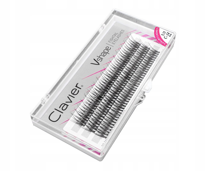 KĘPKI RZĘSY CLAVIER Vshape JEDWABNE NATURALNE 12mm