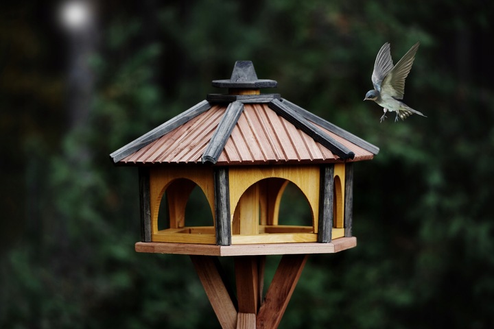 Karmnik dla ptaków drewno z wsypem Karmniki KW60