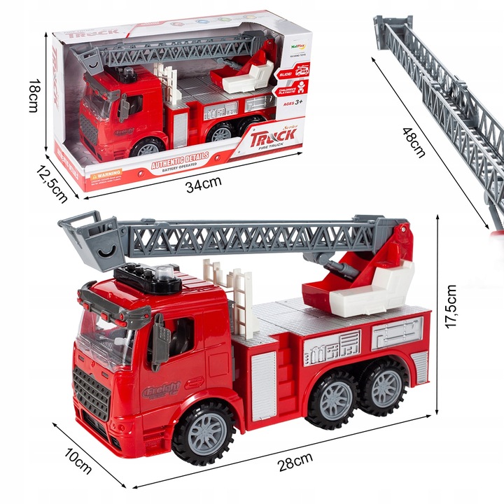 STRAŻ POŻARNA WÓZ STRAŻACKI Z DRABINĄ AUTO SAMOCHÓD INTERAKTYWNY DŹWIĘK