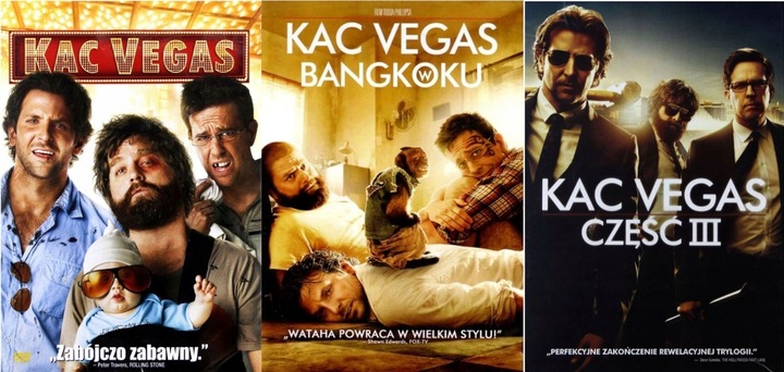 3x Dvd KAC VEGAS Trylogia 1 + 2 + 3 PAKIET folia