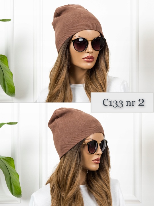 CZAPKA DAMSKA CIEPŁA wygodna Zimowa Beanie MODNA Wywijana brązowa KOLORY