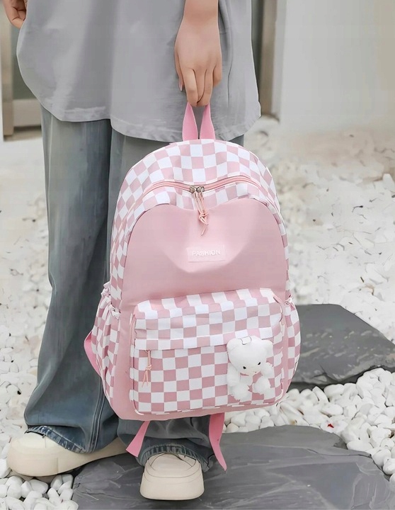 PLECAK SZKOLNY TORNISTER MŁODZIEŻOWY POJEMNY DUŻY RÓŻ DO SZKOŁY KL. 1-3