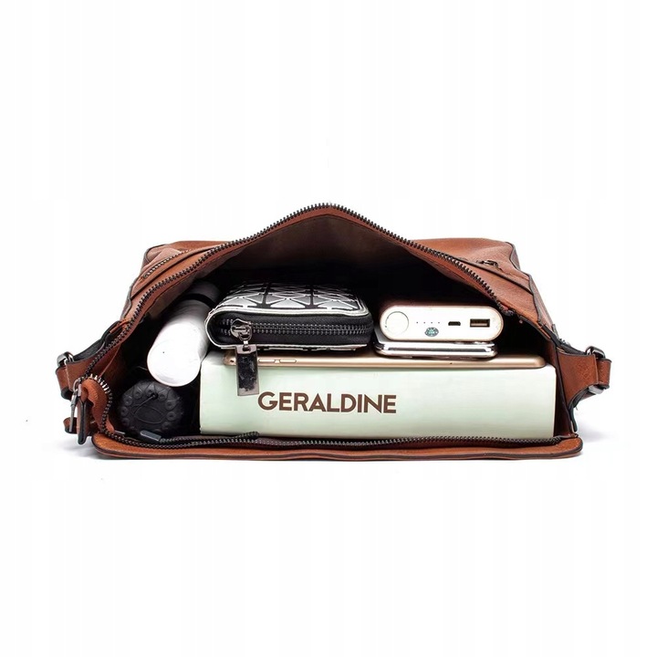 Torebka TORBA BRĄZOWA Pojemna Damska Eko Skóra na Zamek A4