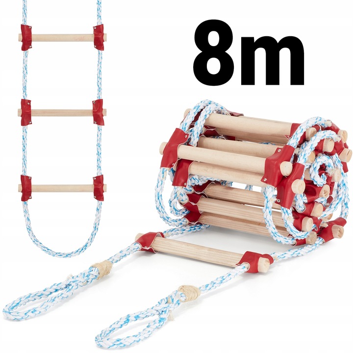 Drabina sznurowa linowa na dach ATESTOWANA 8m dekarska pleciona