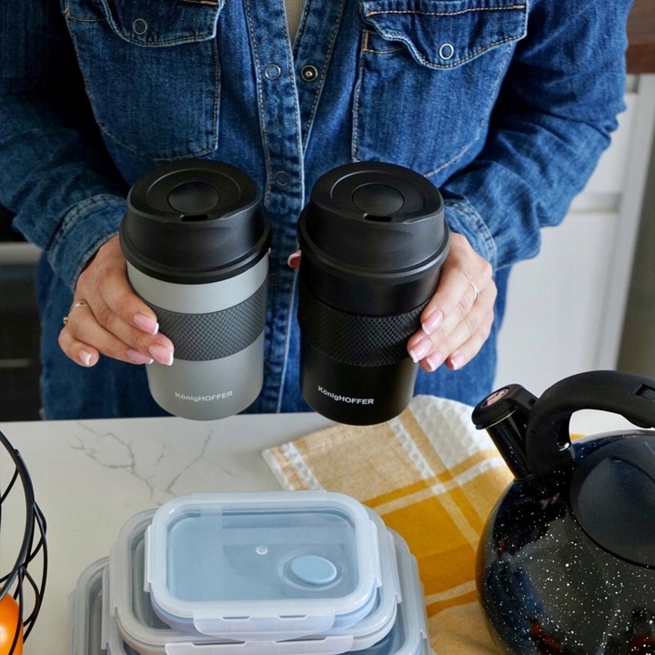 KUBEK Termiczny CZARNY NAPOJÓW NA WYNOS MAŁY Konighoffer Elliot 330 ml