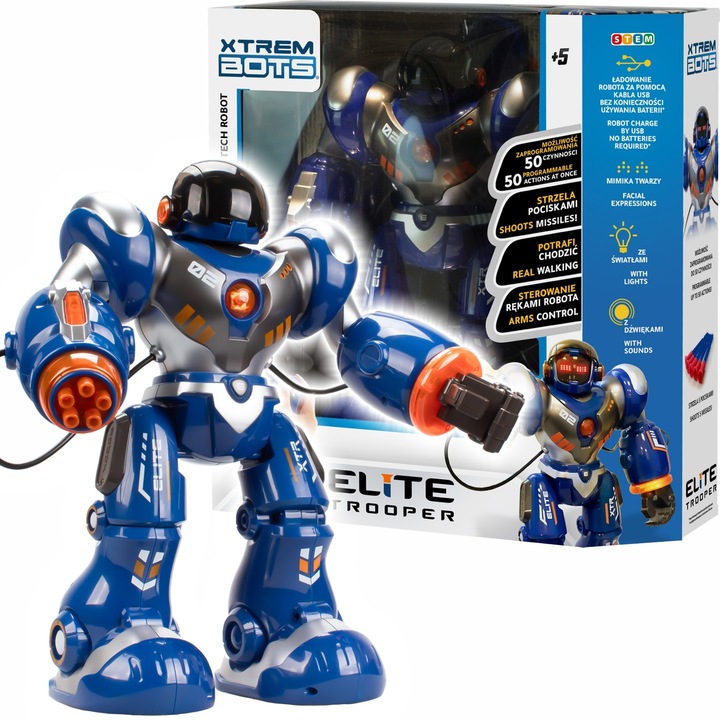TmToys XTREM BOTS ELITE TROOPER Robot do nauki programowania Z AKUMULATOREM