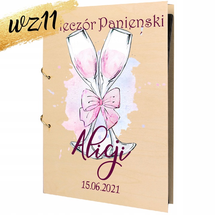 ALBUM WIECZÓR PANIEŃSKI z NADRUKIEM PREZENT DLA PANNY MŁODEJ IMIĘ Y3