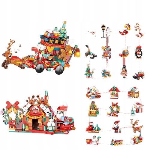 KALENDARZ ADWENTOWY 24 ELEMENTY KLOCKI KONSTRUKCYJNE ŚWIĘTA PREZENT DZIECKO