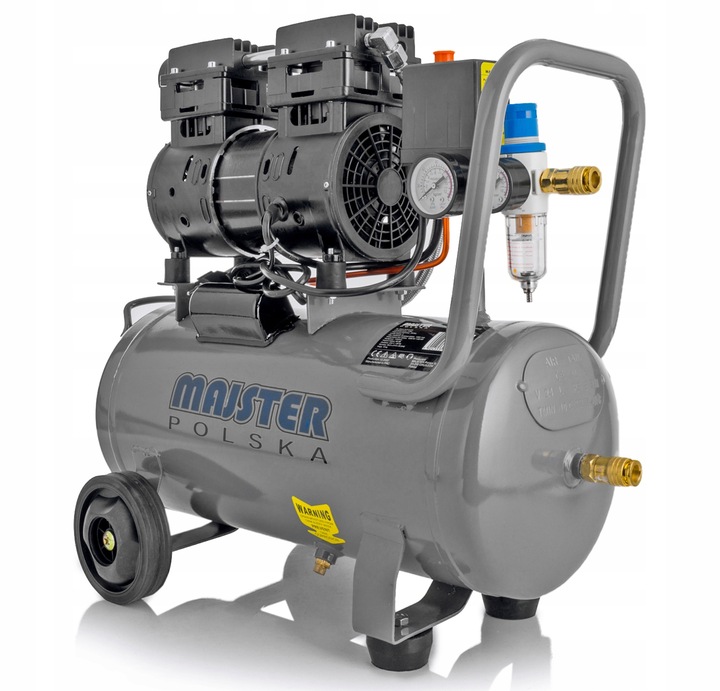 KOMPRESOR BEZOLEJOWY SPRĘŻARKA SEPARATOR 24L CICHY 60dB Majster Polska 0063